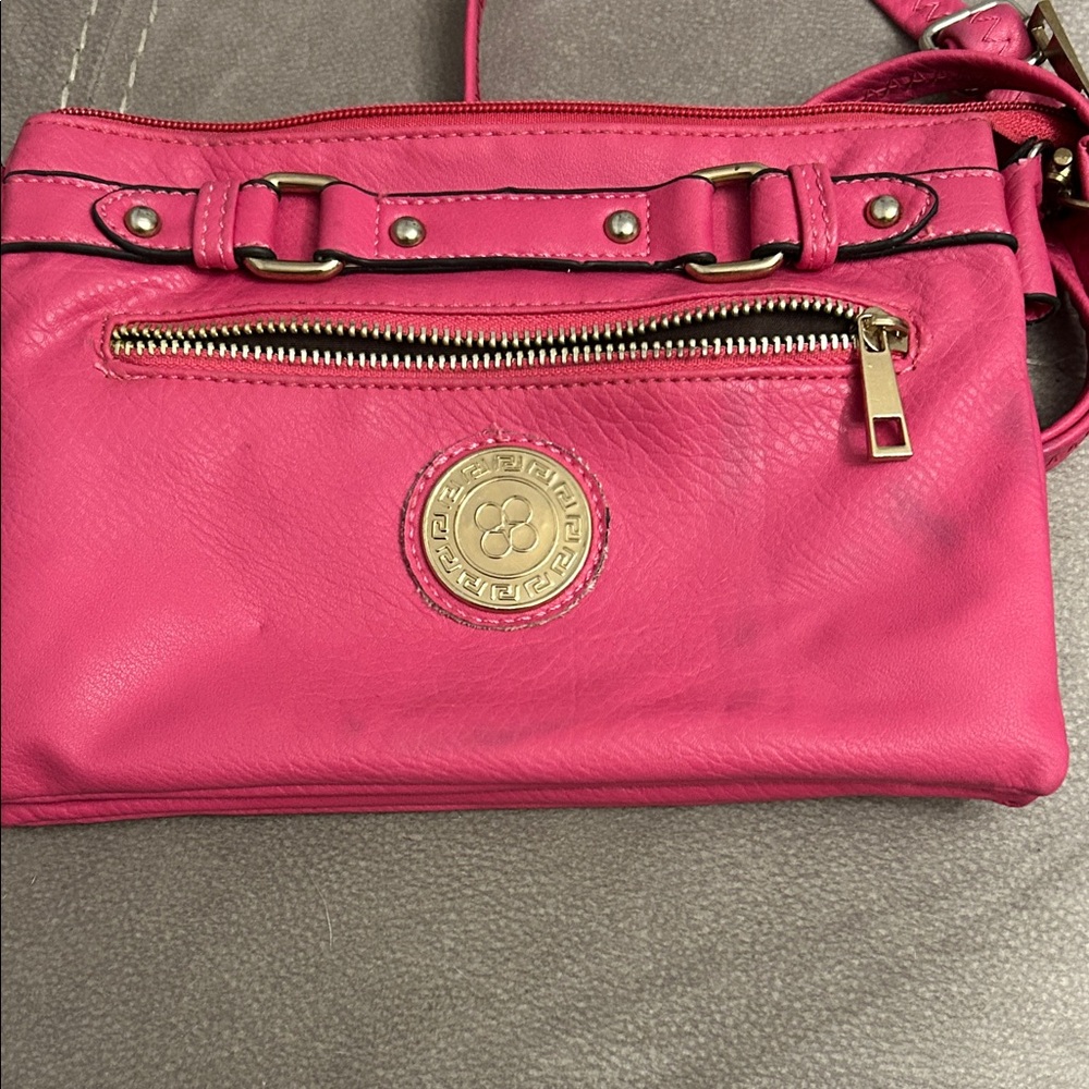 Hot Pink Leather Crossbody Bag